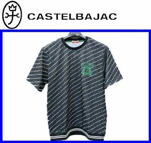 ★48(L)★\24200〓CASTELBAJACカステルバジャック〓ロゴ総柄メッシュ半袖Ｔシャツ99black