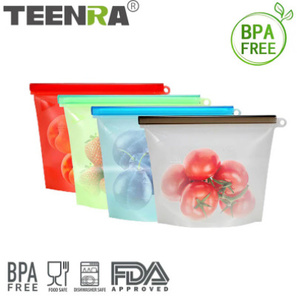 TEENRA 1000ml+1500ml 4個セット再利用可能なシールシリコーン食品新鮮な袋 ジップロック食品収納袋 真空シールバッグ冷蔵庫コンテナツール