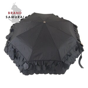 美品 CHANEL シャネル ココマーク カメリア ジャンプ傘 晴雨兼用 ブラック ポリエステル 折畳傘 雨傘 日傘 メンズ 104573