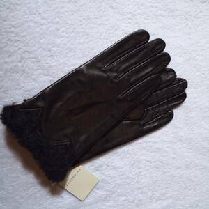 K{ new goods } Anteprima cat stylish . leather gloves black 