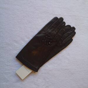 K{ new goods } Anteprima . flower stylish . leather gloves dense brown 