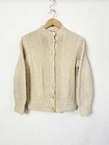 50s アイルランド製 ケーブル編み フィッシャーマン アラン ニット カーディガン セーター ビンテージ ウール / インバーアラン