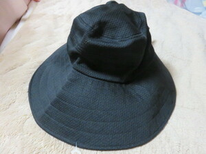 ハット 帽子 ぼうし ブラック 黒 メッシュ素材 サイズ57.5㎝ 後部結びリボン 美品