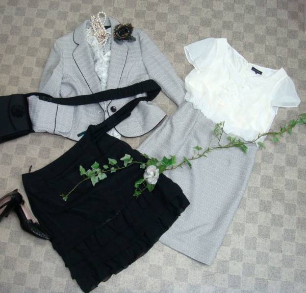 値下げ!【即落】大きいサイズ 13号 白黒AB+黒SK 結婚式・通勤等に!-graicly-