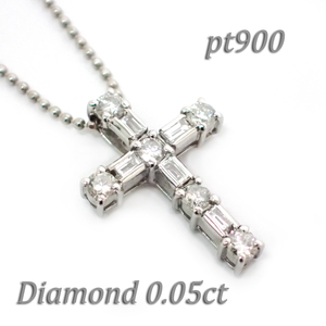 5FM クロスモチーフ ダイヤモンドネックレス 0.05ct プラチナ pt900 pt850