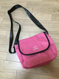 USED*anello pink × black many storage shoulder bag 