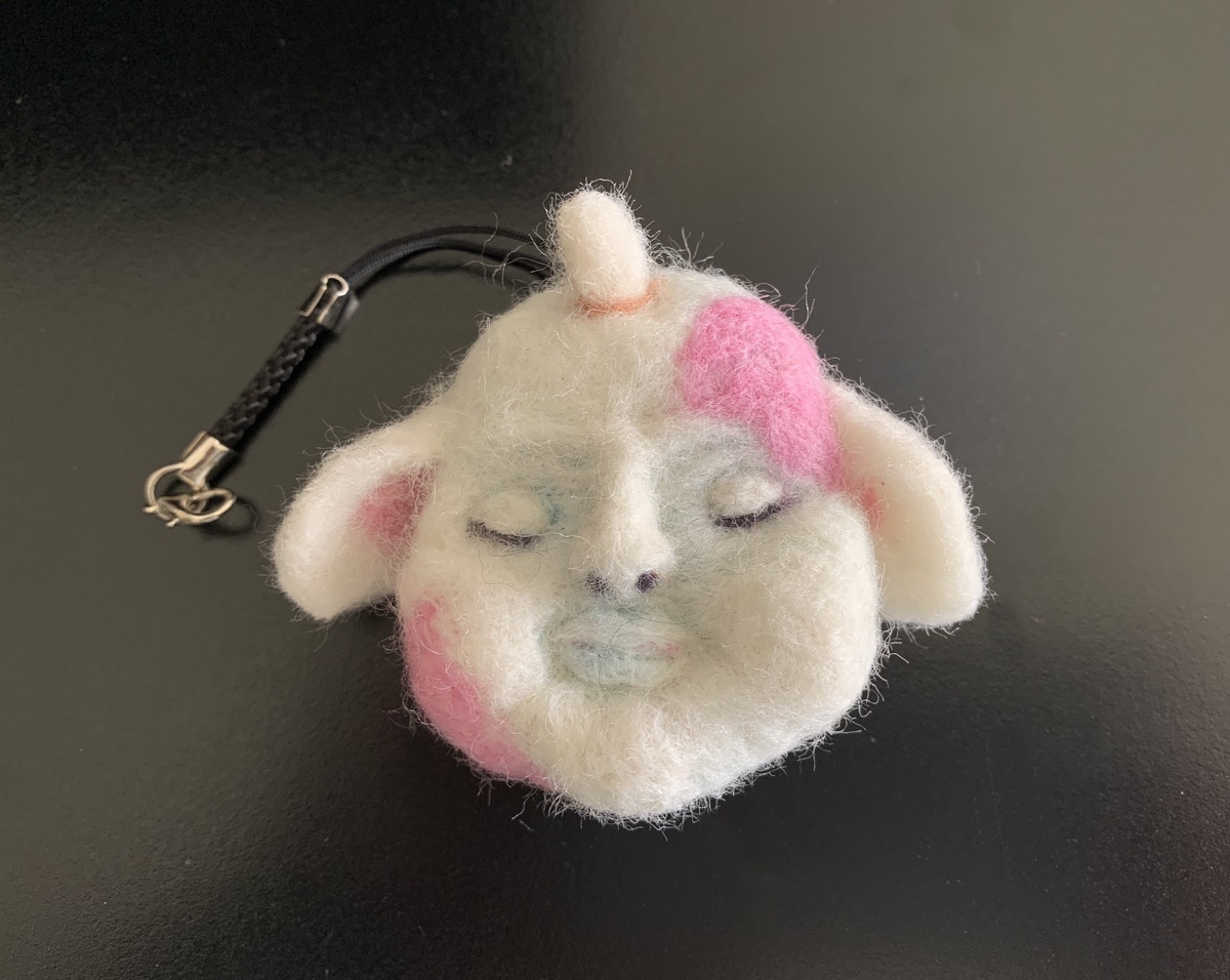 Fluffy fairy face wool felt keychain strap handmade handmade homemade dollhouse doll goblin cow colorful, toy, game, stuffed toy, Wool felt