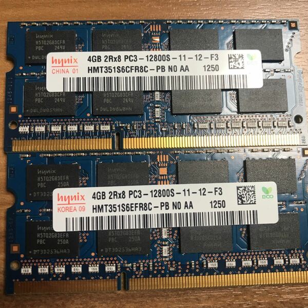 hynix DDR3 1600Mhzノート用メモリ4Gx2