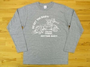 AIM-54 フェニックス 杢グレー 5.6oz 長袖Tシャツ 白 XL ミリタリー F-14 トムキャット ミサイル