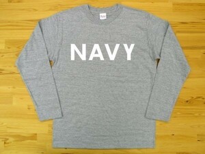 NAVY 杢グレー 5.6oz 長袖Tシャツ 白 3XL 大きいサイズ ミリタリー ロゴ ネイビー 海軍