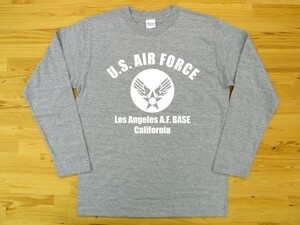 U.S. AIR FORCE 杢グレー 5.6oz 長袖Tシャツ 白 3XL 大きいサイズ ミリタリー エアフォース アメリカ空軍