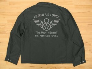 8th AIR FORCE 黒 ジャケット(ソリッド) グレー 4XL フライトma-1ミリタリー U.S. ARMY AIR FORCE the mighty eighth