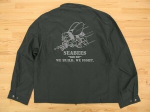 SEABEES 黒 ジャケット(ソリッド) グレー 4XL フライトma-1ミリタリー U.S. NAVY ハチ シービーズ