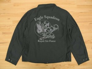 R.A.F. Eagle Squadron 黒 ジャケット(ストライプ) グレー 4XL フライトma-1ミリタリー イギリス空軍 イーグル飛行中隊 U.S. AIR FORCE