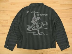 第831爆撃飛行隊 黒 ジャケット(ストライプ) グレー 4XL フライトma-1ミリタリー ねずみ U.S. AIR FORCE