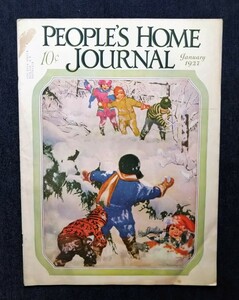 1927年 People's Home Journal 洋書 雪合戦 表紙 Louise Clasper Promely アメリカ・アンティーク雑誌 ファッション/手芸/料理