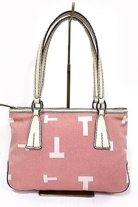 【中古】TOD'S トッズ バッグ トートバッグ ピンク キャンバス×レザー 小さめサイズ, と, トッズ, かばん、バッグ