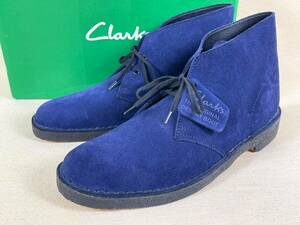 希少 《 Rare / Made in England 》 80s 90s デッド 【 英国製 CLARKS ネイビーブルー スウェード デザートブーツ 7.5 ビンテージ 】