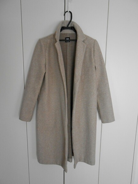 ZARA ラペル付きチェスターコート サイズM LTベージュ