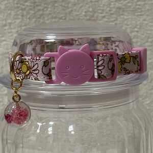 猫用 首輪 花柄(ピンク) ハンドメイド
