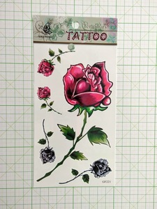 ☆ TATTOO シール タトゥー 入墨 刺青 ばら 薔薇 カラー 大きい１輪 ☆