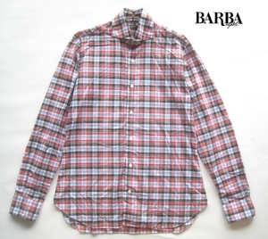 新品イタリア製!!バルバ BARBA*DANDY LIFE チェック柄ワイドカラーシャツ 41-16 実寸XL 白×赤×水色×黒×黄