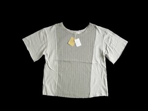 新品 定価3900円 クリスプ Crisp ニット使い 半袖 カットソー トップス 黄緑 ミント カットオフ レディース Tシャツ