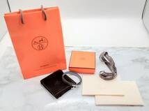 １円★美品★HERMES エルメス アピ3 レザー ブレスレット★H刻印 Hロゴ シルバー金具/バングル/こげ茶×ブルー/高級 アクセサリー 宝飾_画像1