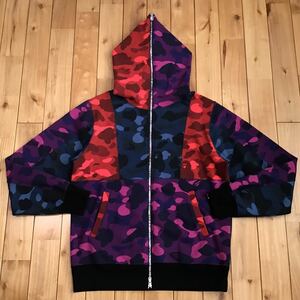 crazy color camo フルジップ パーカー Lサイズ a bathing ape bape full zip hoodie エイプ ベイプ アベイシングエイプ 迷彩 tw8