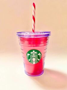 スターバックス 2012年ホリデーコールドカップタンブラー12oz 350ml Starbucksクリスマスシーズンタンブラーキャンディーケーン柄ストロー