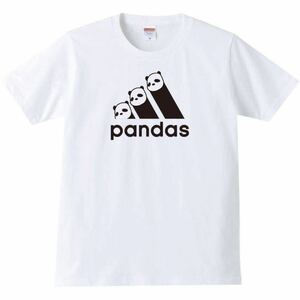 【送料無料】【新品】pandas パンダス Tシャツ パロディ おもしろ プレゼント メンズ 白 XLサイズ