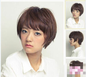 . goods person wool 100%* pile . part hand .. Short full wig M70 black 