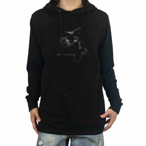 新品 黒猫 クロネコ ブラック キャット 動物 アニマル パーカー XS S M L XL ビッグ オーバー サイズ XXL ジップアップ Tシャツ ロンT 対応