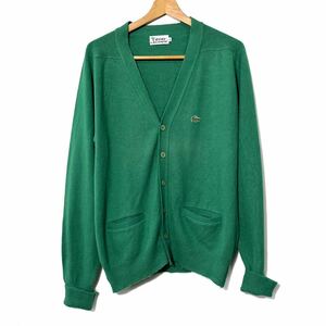 ■大きいサイズ 70年代 ビンテージ あいみょん着 IZOD LACOSTE ラコステ ニット カーディガン 糸巻きタグ グリーン 緑色 サイズXL■