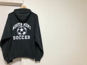 ヴィンテージ！チャンピオンchampionブラックパーカー黒 両面プリント フットボール SUCCERサッカービッグサイズsizeXL