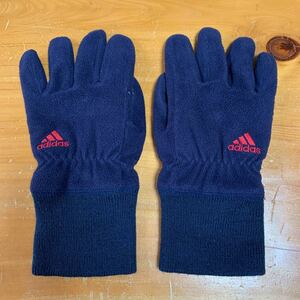 adidas Adidas for children gloves gloves slip prevention attaching ( half minute not. ) Kids for children red Logo embroidery navy navy blue color name chronicle have secondhand goods use item free shipping 