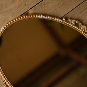 104038 ヴィンテージ ゴールド レリーフ オーバルミラー アンティーク ビンテージ 英国 イギリス 鏡の画像4