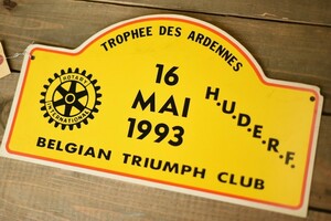 103707 TRIUMPH トライアンフ ラリープレート　ヴィンテージカークラブ　ナンバー　記念プレート　クラシックカー 　ビンテージ