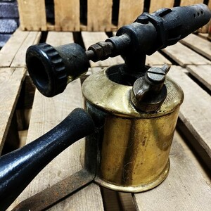 106041 [MAX SIEVERT] Max si- belt brass torch burner blow torch portable cooking stove camp brass Vintage antique 