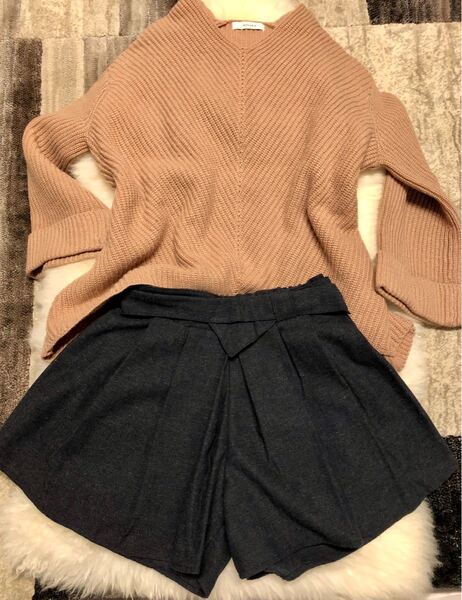 olive des olive ショートパンツ ゴームウェスト フリーサイズ ネービー