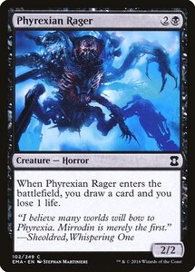 MTG ■黒/英語版■ 《ファイレクシアの憤怒鬼/Phyrexian Rager》 エターナルマスターズ EMA