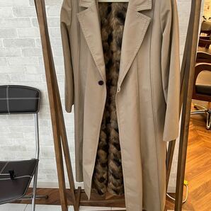 【Diolen】ディオレン　スイス製 毛皮 ロングコート ライナースタンドカラーコート 