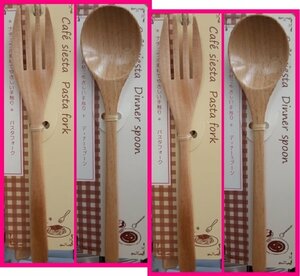 [ free shipping : is possible to choose pretty 4ps.@: spoon x2(18cm) * Fork x2(19cm)]* wooden cutlery : natural china spoon : wood :No5