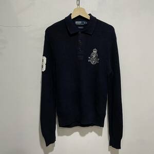 ☆送料無料☆Ralph lauren☆襟付きコットンニット☆ニットポロ☆ネイビー☆ビッグポニー☆エンブレム☆M☆d20c