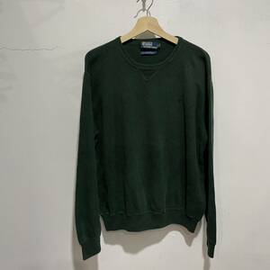 ☆送料無料☆RalphLauren☆前Vコットンニットトップス☆リブ編みセーター☆M☆緑☆ポロ☆z20c