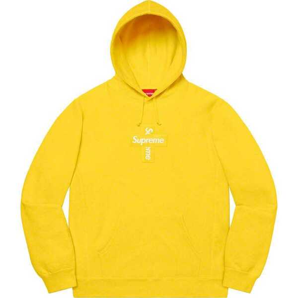 新品 海外 Mサイズ★Supreme Cross Box Logo Hooded Sweatshirt Lemon yellow シュプリーム クロス ボックスロゴ フーディー パーカー 黄色