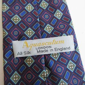 英国製 Aquascutum アクアスキュータム 総柄 シルク ネクタイ MADE IN ENGLAND d144-72-0006