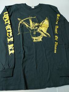 BLASPHEMY 長袖 Tシャツ Fallen Angel of Doom 限定ゴールドプリント 黒L ロンT / mayhem von beherit sarcofago darkthrone bathory venom