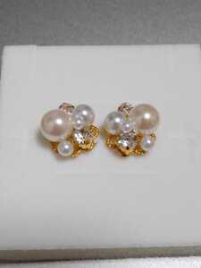  pearl biju- earrings Kirakira Gold hand made accessory pearl earrings white beads 