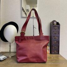 美品　OLD COACH オールドコーチ　 レッド　ハンド　トート　バッグ 古着_画像2